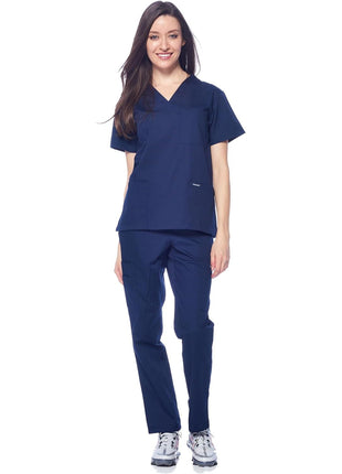 Dagacci Medical Uniform Womens and Mens Scrub Set Unisex Medical Scrub Shirt Top and Pant, Navy, Medium