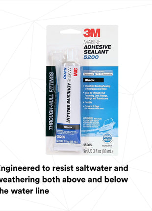 3M Marine Adhesive Sealant 5200 - Permanent Bonding and Sealing for Boats and Marine Applications - Black - 3 Ounces