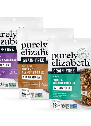Purley Elizabeth Keto Granola Best Sellers Variety Pack, Made with Nuts and Seeds, Grain-Free, Gluten-Free, Non-GMO (3ct, 8oz Bags)