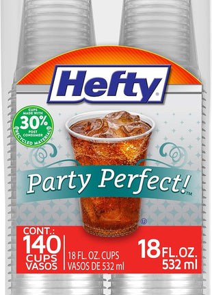 Hefty Party On Disposable Plastic Cups, Assorted, 16 Ounce, 100 Count