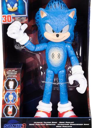 Sonic the Hedgehog 3 Ultimate Talking Sonic 12-Inch Figure, Features 30+ Iconic and Humorous Phrases and Sounds from the Movies, Light-Up Eyes and Quills