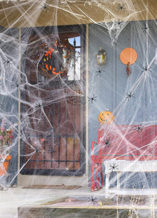 1000 sqft Spider Webs Halloween Decorations Bonus with 30 Fake Spiders, Super Stretch Cobwebs for Halloween Indoor and Outdoor Party Supplies