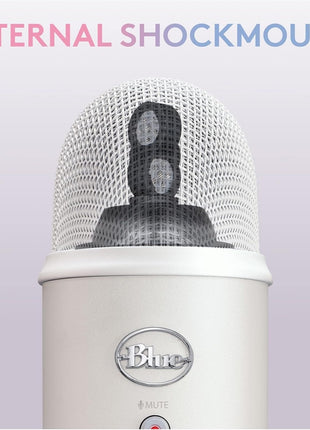 Logitech Creators Blue Yeti USB Microphone for Gaming, Streaming, Podcast, YouTube, Discord, PC, Studio Sound, Plug & Play-White Mist | White Mist Yeti USB Mic, 4 Pickup Patterns, Blue Vo!ce, 3.5mm Headphone Monitoring, USB Plug-and-Play