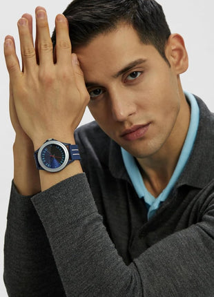 United Colors of Benetton Men Blue & Black Round Dial Analog Watch - UWUCG0312