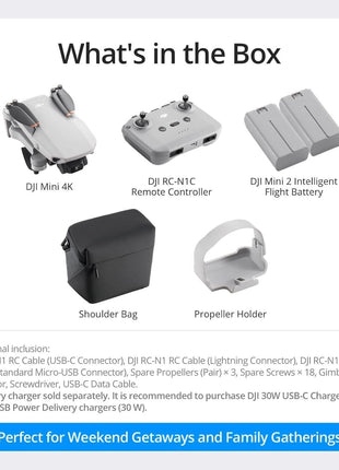DJI Mini 4K Camera Drone Combo, Drone with 4K UHD Camera for Adults, Under 249 g, 3-Axis Gimbal Stabilization, 10km Video Transmission, Auto Return, 2 Batteries for 62-Min Max Flight Time, QuickShots