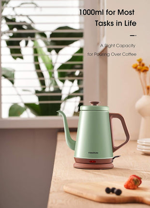 DmofwHi Gooseneck Electric Kettle(1.0L), 100% Stainless Steel BPA Free Classic Pour Over Coffee Kettle | Tea Kettle - Green