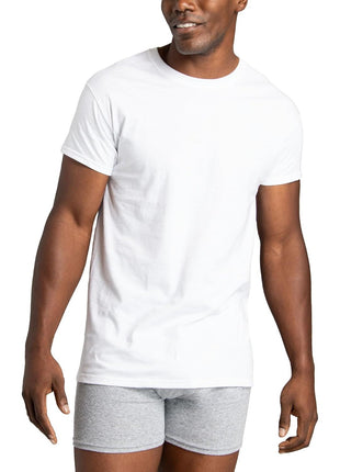 Fruit of the Loom Men's Stay Tucked Crew T-Shirt - Large - White (Pack of 6)