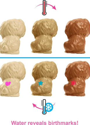 Barbie Doll & Pets Set, Blonde with Mommy Dog, 3 Newborn Puppies with Color-Change Feature & Pet Accessories