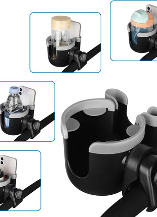 Accmor Stroller Cup Holder with Phone Holder, Bike Cup Holder, Universal Cup Holder for Uppababy Nuna Doona Strollers, 2-in-1 Cup Holder for Walker, Wheelchair, Scooter