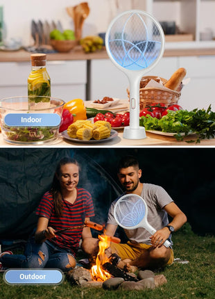 YISSVIC Electric Fly Swatter 4000V Bug Zapper Racket Dual Modes Mosquito Killer with Purple Mosquito Light Rechargeable for Indoor Home Office Backyard Patio Camping
