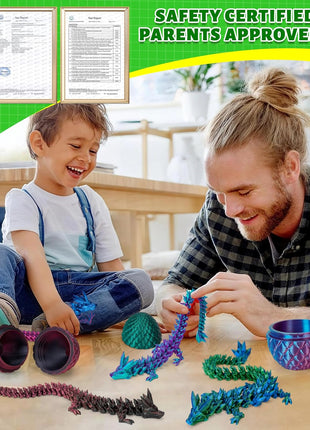 TBOLINE 12" 3D Printed Dragon Egg, Cool 3D Printer Articulated Crystal Dragon Toys for Kids, Surprise Animals Figurines Fidget Dinosaur Eggs Toys for Boys Kids Teen 5-7 4-6 8-12