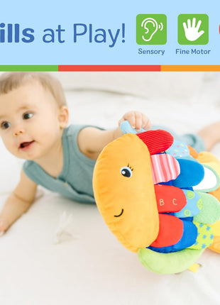 Melissa & Doug K's Kids, Flip Fish Stuffed Animal, Soft Baby Book, Multi-Textured Squeaking & Crinkling Infant Sensory Toys for Babies with Baby Mirror, Tummy Time Toys for Infants Ages 0–9 Months