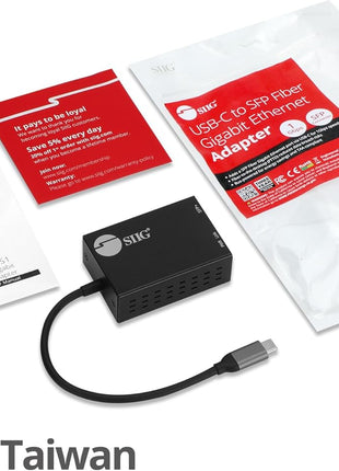 SIIG USB-C to SFP Fiber Gigabit Ethernet Adapter, 1 Gbps, Power Saving Mode IEEE 802.3az, Secure Network Connectivity, Heat Dissipation, Windows and Mac - TAA Compliant (JU-NE0D11-S1)