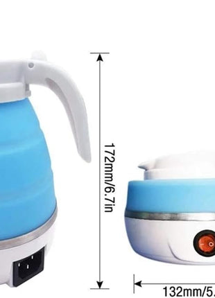 UpdateClassic Travel Portable Foldable Electric Kettle, 0.6L Small Collapsible Hot Water Boiler For Coffee Tea (Blue)
