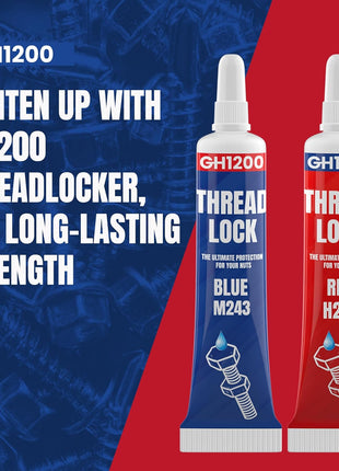 GH1200-6gx2 Pack Thread Lock Medium and Strong Strength for Nuts, Bolts, and Metals, Threadlocker Lock Tight & Seal Fasteners with Stable and Consistent Performance