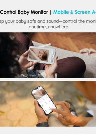 ieGeek Baby Monitor with Camera and Audio, 5inch Large HD Display(No WiFi) & 1080P Camera & Free Smart App(WiFi), Upgraded Night Vision/PTZ/2-Way Audio/Auto Tracking Detection Notification and Alert