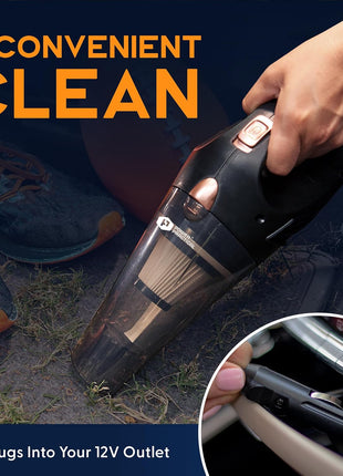 THISWORX Car Vacuum Cleaner - Portable, High Power, Handheld Vacuums w/ 3 Attachments, 16 Ft Cord & Bag - 12v, Auto Accessories Kit for Interior Detailing - Black
