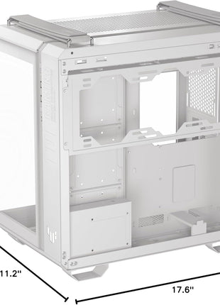 ASUS TUF Gaming GT502 Horizon White ATX Mid-Tower PC Case, Boundless Panoramic Design, Dual-Chamber, Tool-Free Side Panels, Front USB 10 Gbps Type-C, 2 Year Warranty