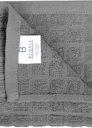 Bumble Dish Cloths (8 Pack)   100% Cotton Dish Rags & Kitchen Washcloths for Washing Dishes | 12 inch x 12 inch | 405 GSM | Gray