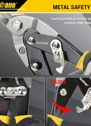HURRICANE 10 Inch Aviation Tin Snips, Heavy Duty Metal Cutter Shears for Cutting Sheet Metal, Straight Cut Aviation Snips