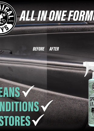 Chemical Guys Sprayable Leather Cleaner and Conditioner in One - Cleans, Conditions, and Protects Leather, Vinyl, Faux & More, Safe for Cars, Furniture & Apparel - 16 oz
