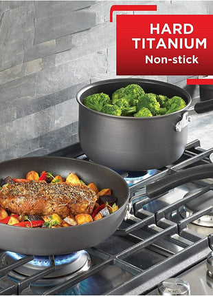 T-Fal Ultimate Hard Anodized Nonstick Fry Pan Set 2 Piece, 8, 10 Inch, Oven Broiler Safe 400F, Kitchen, Cookware, Pots and Pans Set Non Stick, Frying Pans, Dishwasher Safe, Onyx