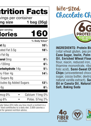 Lenny & Larry's The Complete Crunchy Cookie, Chocolate Chip, 6g Plant Protein, Vegan, Non-GMO, 1.25 Ounce Pouch (Pack of 12)