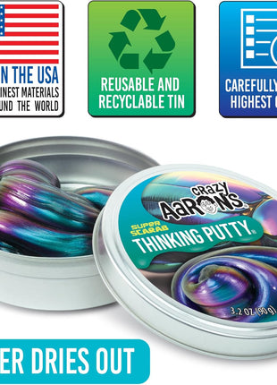 Crazy Aaron's Thinking Putty - Super Scarab - Multi-Color Sensory Putty for Kids and Grown ups in a 4" Tin - Creative and Endless Fun, Stress Relief Therapy Toys, Never Dries Out - Made in USA