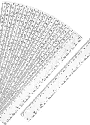 Eboot 20 Pack 12 Inch Clear Plastic Rulers Bulk, Easy-to-Read Straight Edge Rulers with Inches and Metric for Office, Back to School Supplies