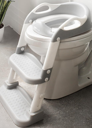 Jool Baby Potty Training Seat with 2 Step Ladder for Toddlers - Splash Guard, Adjustable Height (Gray)