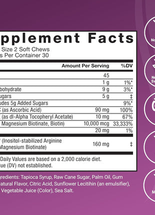 Force Factor Hair Growth Accelerator Soft Chews, Vitamins for Women and Men with Clinically Studied Lustriva and Biotin, Promotes Thicker, Fuller, Stronger Hair, Mixed Berry, 60 Soft Chews (Pack of 2)