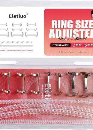 ELETIUO 13 Pack Filled Silver Metal Ring Guard with 4 Sizes Spirals,Invisible Ring Size Adjuster Set for Loose Rings,Ring Guard, Ring Sizer,Fit for Men and Women Rings,2 Styles (Silver+Transparent)