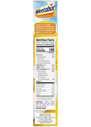 Weetabix Biscuits Whole Grain Cereal, Lightly Sweet Whole Grain Wheat Biscuits, Delicious as Part of Breakfasts or Snacks, 14 OZ Box
