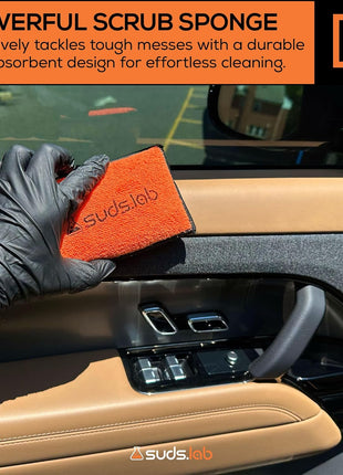 Suds Lab DS Microfiber Detailing Scrub Pad 2 Pack - Car Interior Cleaning & Detailing Microfiber Scrub Pads - Safe On Leather, Vinyl, Plastic, Etc.