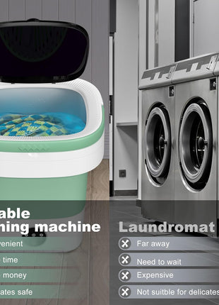 Portable Washing Machine, 12L Upgraded Mini Washing Machine With Spin Basket, Foldable Washer Cleaning for Underwear, Baby Clothes Socks and Small Items, Small Washer for Apartments, Dorm,RV (Green)
