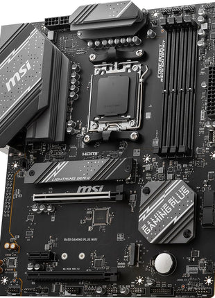 MSI B650 Gaming Plus WiFi Gaming Motherboard (AMD Ryzen 9000/8000/7000 Series Processors, AM5, DDR5, PCIe 4.0, M.2, SATA 6Gb/s, USB 3.2 Gen 2, HDMI/DP, Wi-Fi 6E, Bluetooth 5.3, 2.5Gbps LAN, ATX)