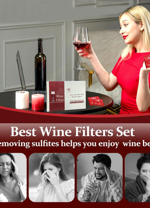 18 Pack Wine Filters, Wine Purifier To Remove Sulfite And Histamine | Wine Lover Accessories Valentine's Day Party Gifts for Men Women Him Mother Father Girlfriend Boyfriend Wife