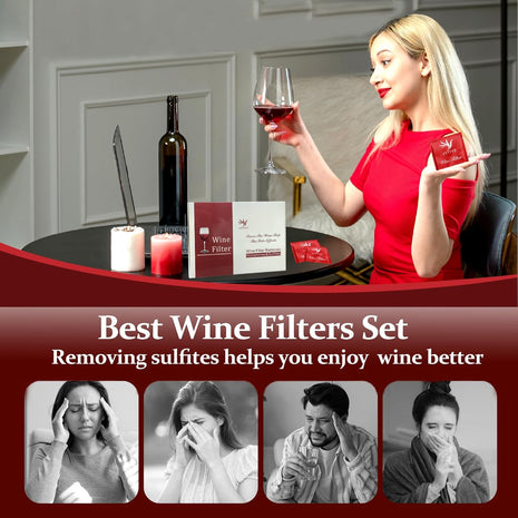18 Pack Wine Filters, Wine Purifier To Remove Sulfite And Histamine | Wine Lover Accessories Valentine's Day Party Gifts for Men Women Him Mother Father Girlfriend Boyfriend Wife