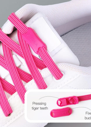 Booyckiy No Tie Elastic Shoelaces for Kids, Adults and Elderly, Adjustable Tieless Shoe Laces for Sneakers Boots and Casual Shoes - 16 Colors, 41 inch, White