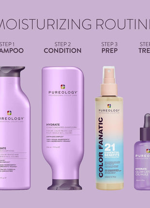 Pureology Hydrate Shampoo - For Dry or Color Treated Hair, Moisturizing Shampoo For Hydration & Softness, With Rose Extract & Green Tea, Vegan & Sulfate-Free