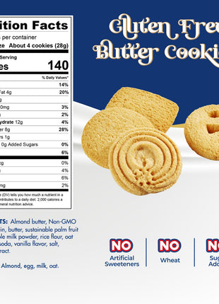 ChocZero Keto Butter Cookies - Sugar Free Danish Shortbread Gift - Gluten Free, Low Carb (1 tin, 12 oz)