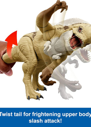 Mattel Jurassic World Rebirth Distortus Rex Rumble N Rampage Dinosaur Action Figure 22 Inch with 2 Attack Actions, Content-Accurate, Digital Play
