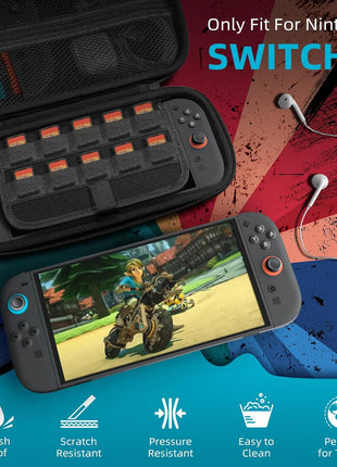 TiMOVO Carrying Case for Nintendo Switch 2 (2025), Black | Large Capacity, Hard Shell Protective, 10 Game Card Slots, Pockets for Console & Accessories, Portable Travel Pouch