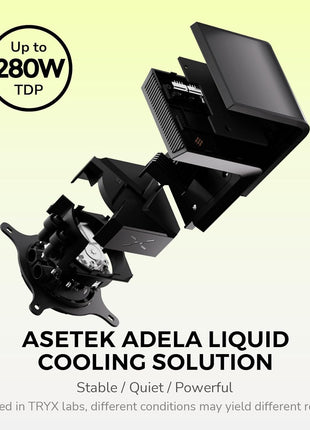 TRYX Panorama SE 360 ARGB 360mm AIO Rotatable 6.67'' AMOLED Curved Screen 3D Anamorphic Effect Customizable AIO Cooler 360mm Asetek Adela Pump 280w TDP ARGB Fan Intel LGA 1851/1700 AMD AM5/AM4