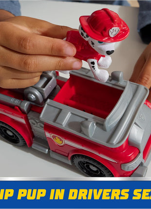 Paw Patrol, Marshall's Firetruck Toy Vehicle with Collectible Action Figure | Action Rescue Vehicle, Rolling Wheels, Movable Ladder, Pretend Play, Sustainably Minded, Kids Toys for Boys & Girls Ages 3+