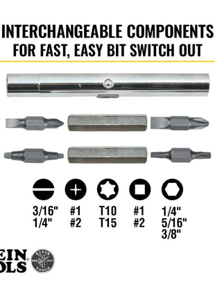 Klein Tools 32500 11-in-1 Screwdriver / Nut Driver Set, 8 Bits (Phillips, Slotted, Torx, Square), 3 Nut Driver Sizes, Cushion Grip Handle
