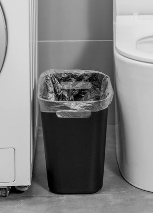 UUJOLY Plastic Small Trash Can Wastebasket, Garbage Container Basket for Bathrooms, Laundry Room, Kitchens, Offices, Kids Rooms, Dorms, 3.5 Gallon, Black