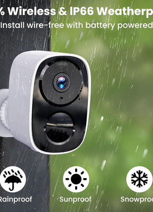 2026 Upgraded 2K Security Cameras Wireless Outdoor, Free Cloud Storage, 1-6 Months Battery Life, Waterproof, 2-Way Talk, AI Motion Detection Spotlight Siren Alarm Cameras for Home Security