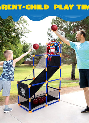 JOYIN Arcade Basketball Game Set with 4 Balls and Hoop for Kids 3+ Years Old Indoor Outdoor Sport Play - Easy Set Up - Air Pump Included - Ideal for Competition