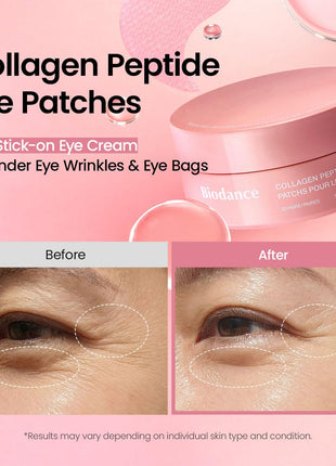 BIODANCE Collagen Peptide Eye Patches, Anti Wrinkle & Smile Line Patches for Face, Under Eye Mask for Fine Lines & Eye Bags, Travel Essentials & Self Care Gifts for Women, Korean Skin Care (60 Count)